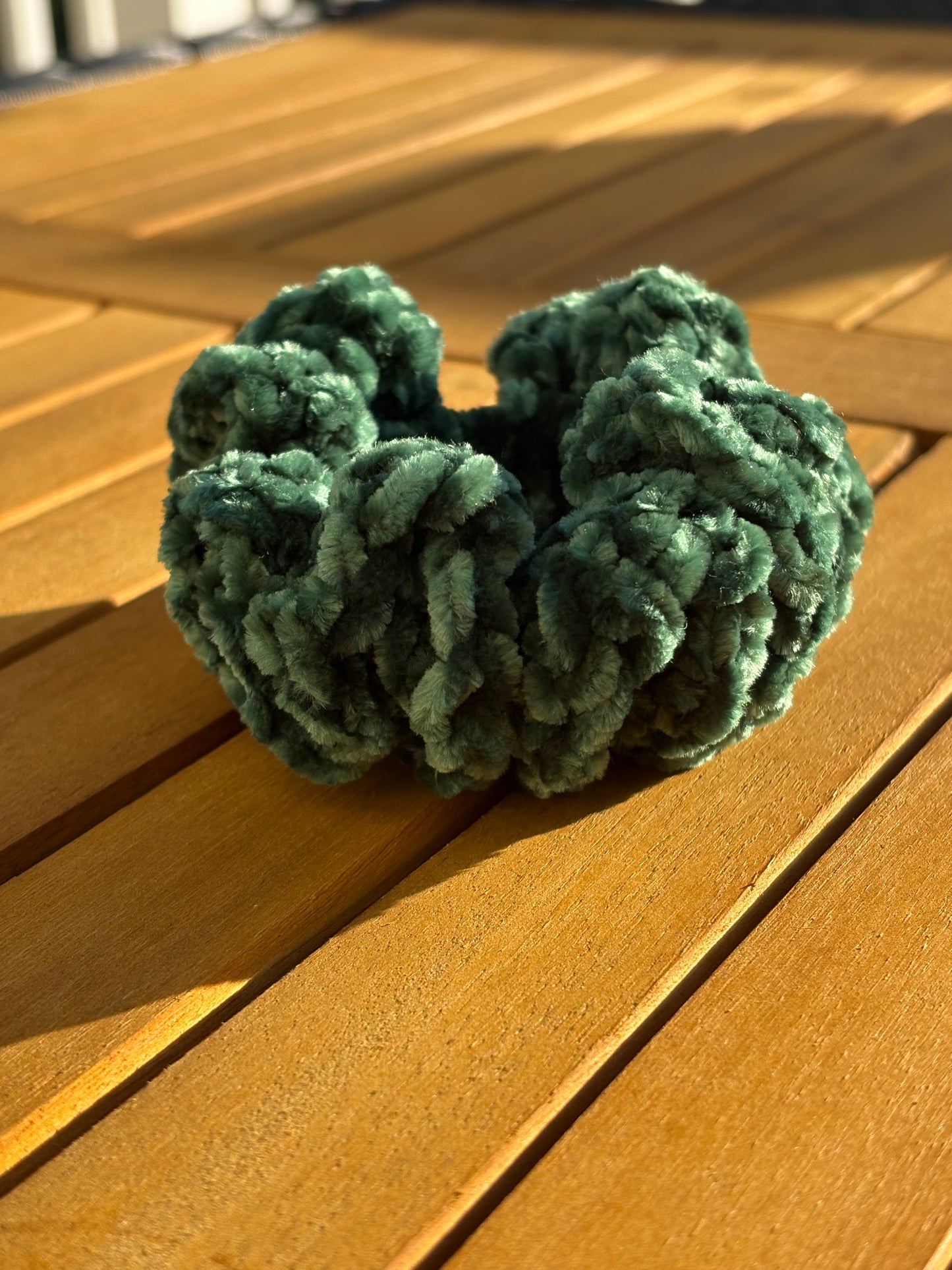 Green velvet scrunchie